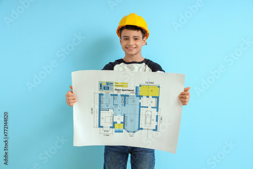 Little architect with house...