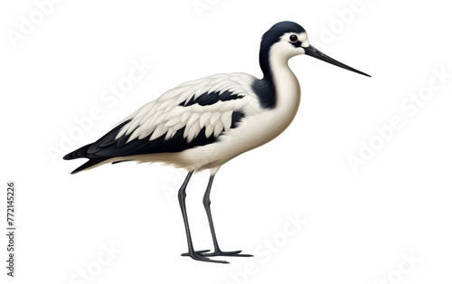 A striking black and white bird with a long beak perched on a branch © FMSTUDIO