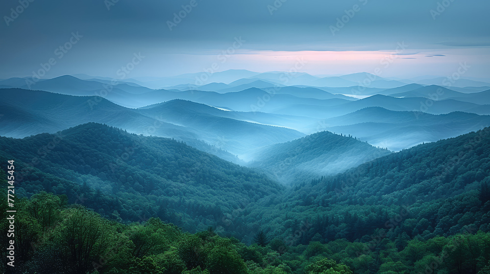 Mountains in the morning, Beautiful landscape. Created with Ai