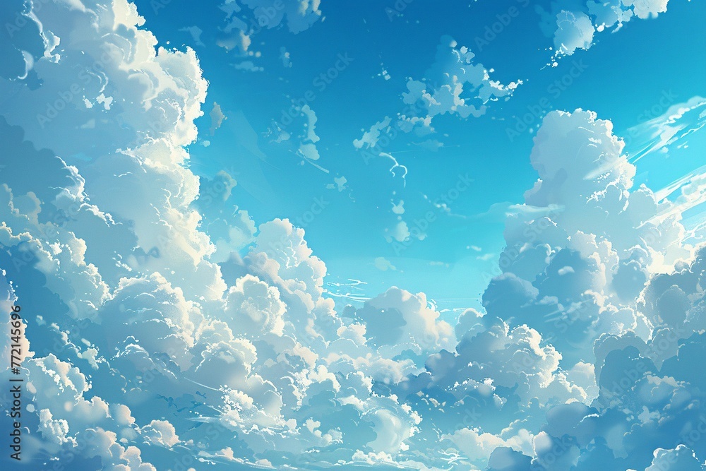 Cloudy Skies with a Blue Hue A Serene Scene for Monthly Events and Trendy Themes Generative AI