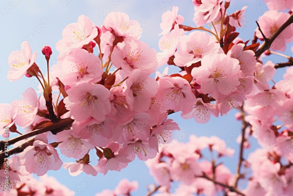 Enchanting Pink cherry blossom. Garden nature season. Generate Ai