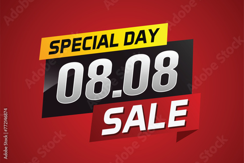 8.8 Special day sale word concept vector illustration with ribbon and 3d style for use landing page, template, ui, web, mobile app, poster, banner, flyer, background, gift card, coupon

