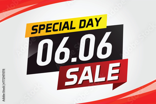 6.6 Special day sale word concept vector illustration with ribbon and 3d style for use landing page, template, ui, web, mobile app, poster, banner, flyer, background, gift card, coupon

