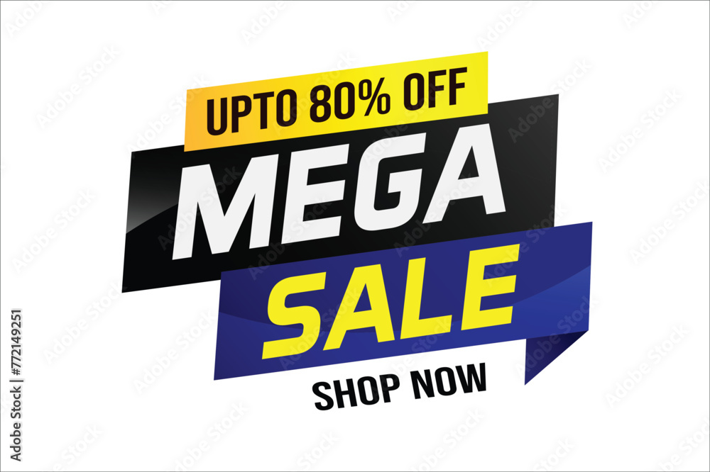 Fototapeta premium Mega sale word concept vector illustration and 3d style, landing page, template, ui, web, mobile app, poster, banner, flyer, background, gift card, coupon, label, wallpaper