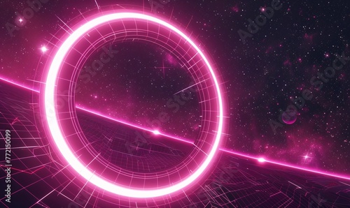 Pink Cosmic Ring A Glowing, Futuristic Space Adventure Generative AI