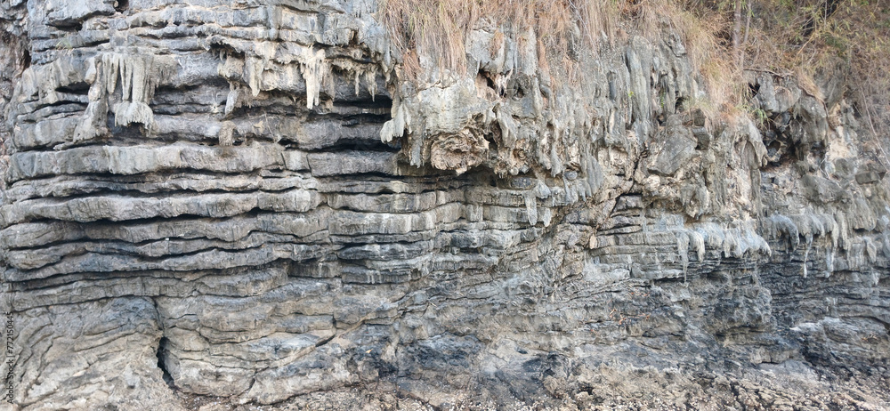 Fototapeta premium Layered rocks and stalactites