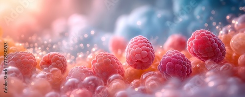 raspberry soft drink and soda pop with berry fruit, Generative Ai photo