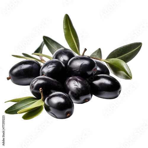 Black olives with leaves
