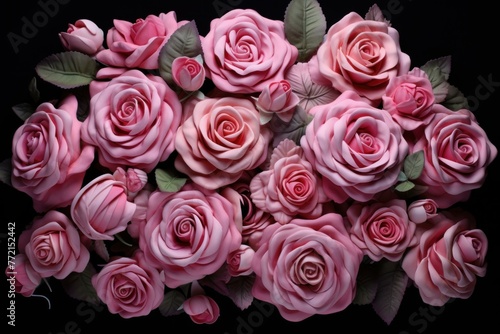 Romantic Pink roses victorian column. Blooming pattern. Generate Ai