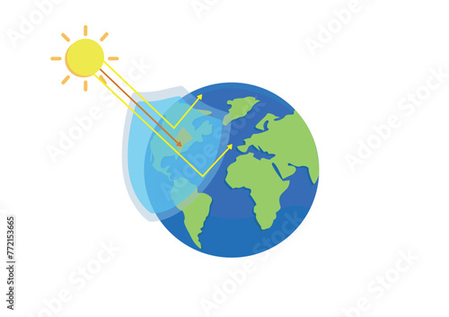 Ozone hole. Fun vector illustration. Environmentally poster.
