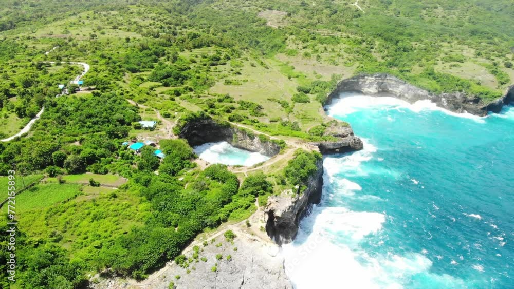 Aerial view of cliffs and coastline Aerial view of cliffs and coastline