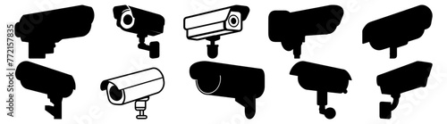 Cctv security camera silhouette set vector design big pack of illustration and icon