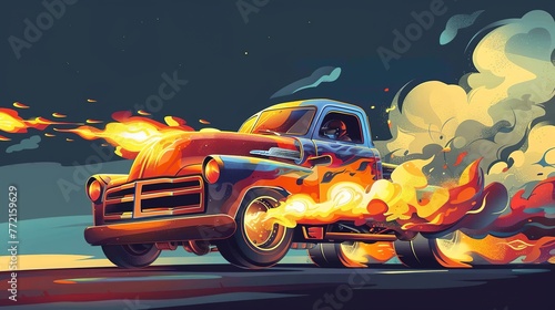 Truck race with flames photo