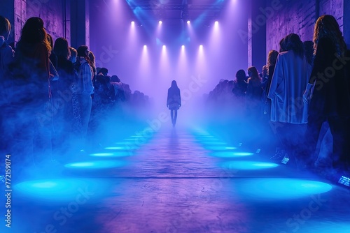 Fashion Runway Lights The captivating runway lights creating a dramatic atmosphere during a show