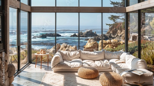 A cozy, sunlit living room ...