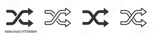 Shuffle flat vector icons set