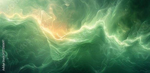 Glowing Green Waves of Light A Vibrant Display of Neon Energy Generative AI