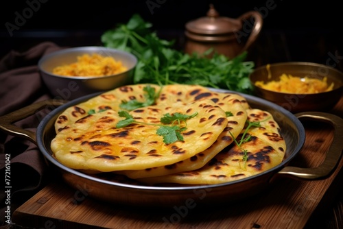 Traditional Indian dal naan. Food butter rice. Generate Ai