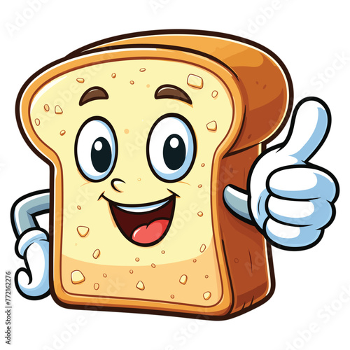 Cartoon slice of a bread giving thumbs up vector