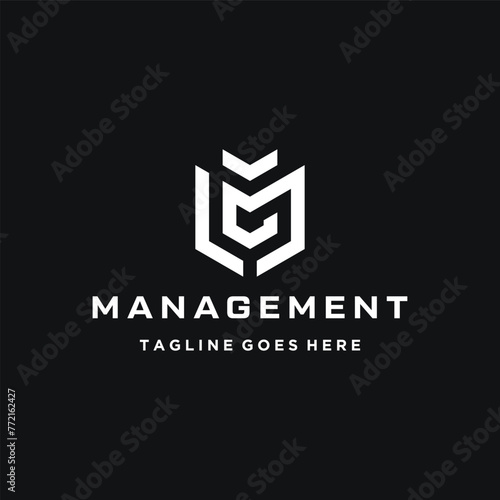 Initial Letter M ML LM with Simple Hexagon Shape Line Art Logo Design