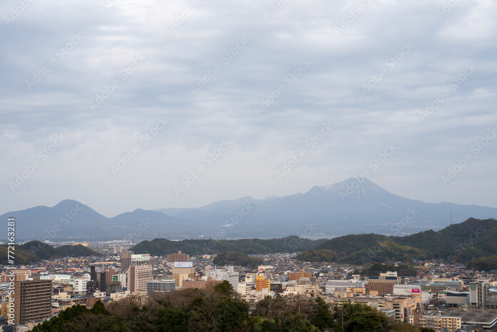 日本の鳥取県米子市の米子城跡のとても美しい風景