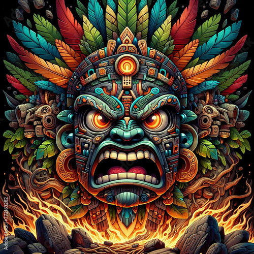 Cartoonish and colorful totem illustration 