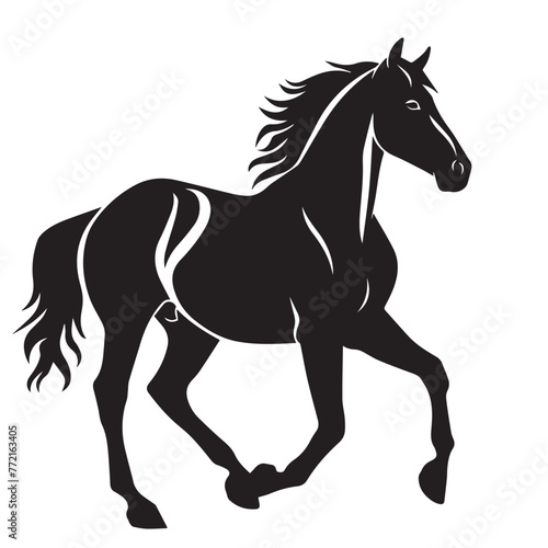 Horse in cartoon  doodle style . Image for t-shirt  web  mobile apps and ui. Isolated 2d vector illustration in logo  icon  sketch style  Eps 10  black and white. AI Generative