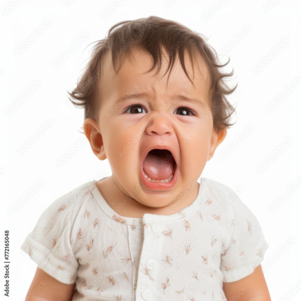 a closeup photo of a cute little baby boy child crying and screaming isolated on white background a closeup photo of a cute little baby boy child crying and screaming isolated on white background
