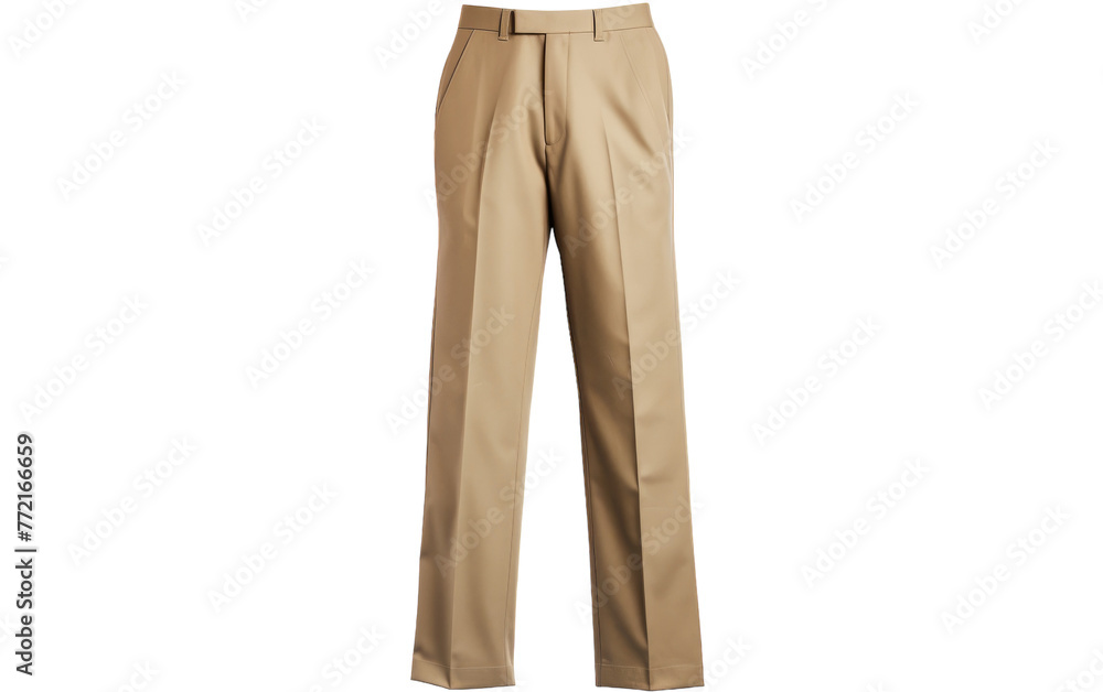 Tan pants paired with a white shirt on a pristine white background Tan pants paired with a white shirt on a pristine white background