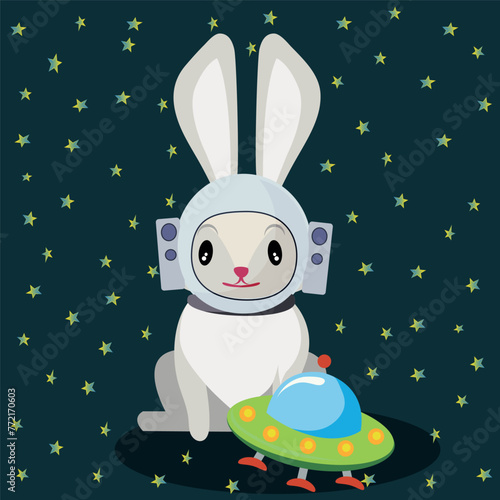 Vector drawing for children. Forest dwellers are space travelers.