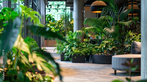 Inviting Office Environment  Greenery-Filled Workspace Promoting Sustainability  Productivity  and Wellbeing   ESG in Business