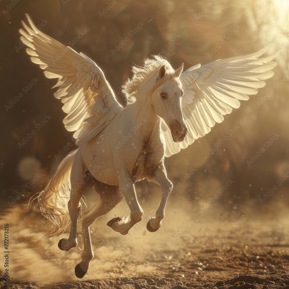 Pegasus in Golden Dust at Sunset Pegasus in Golden Dust at Sunset