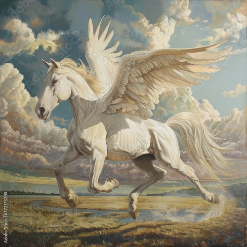 Pegasus in Fantasy Oil Painting