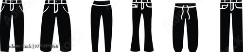pants icon. Pants black icon set. vector, Long pants icon, pant icon, Joggers, trousers, Denim or pants vector, sign, symbol, logo, editable stroke, flat design style on transparent background.