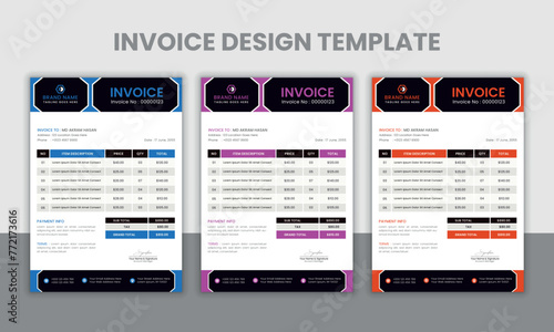 Modern invoice design for your business, This file is ready for print.