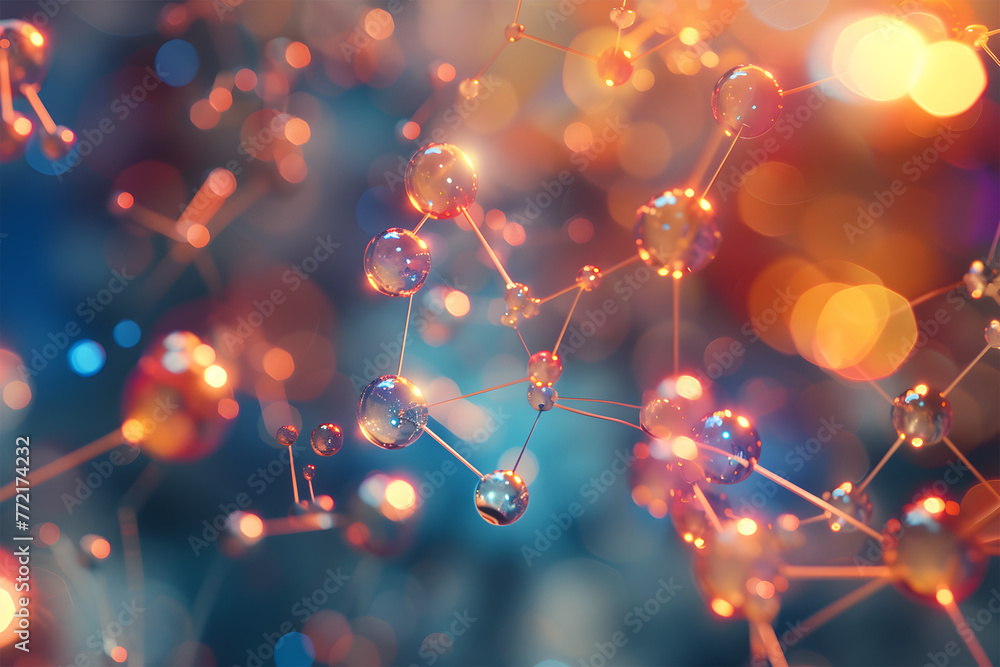 Atoms molecules on abstract background. 3d illustration Atoms molecules on abstract background. 3d illustration