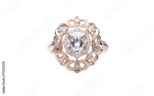A dazzling white diamond glitters radiantly in the center of a stunning ring, exuding timeless sophistication and luxury