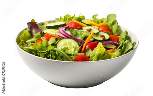 A white bowl overflowing with vibrant, assorted vegetables