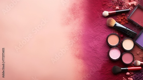A makeup palette with a pink background photo