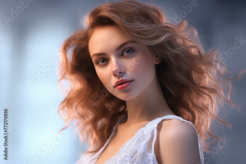 Vibrant Pretty woman glowing skin model. Female sensual. Generate Ai