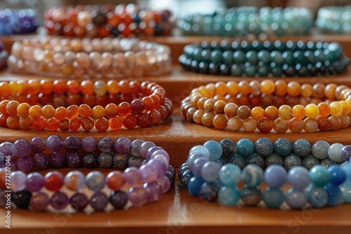 Wallpaper Mural Jewelry Store Gemstone Bracelets A display of gemstone bracelets in a jewelry store, highlighting vibrant colors Torontodigital.ca