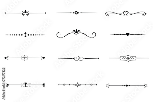 Elegant chapter dividers,Decorative elements for paper documents, Swirling frame elements ,Text separators for certificates,Delicate line and wave elements,Text delimiters,Ornate document dividers