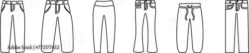 pants icon. Pants black icon set. vector, Long pants icon, pant icon, Joggers, trousers, Denim or pants vector, sign, symbol, logo, editable stroke, flat design style on transparent background.