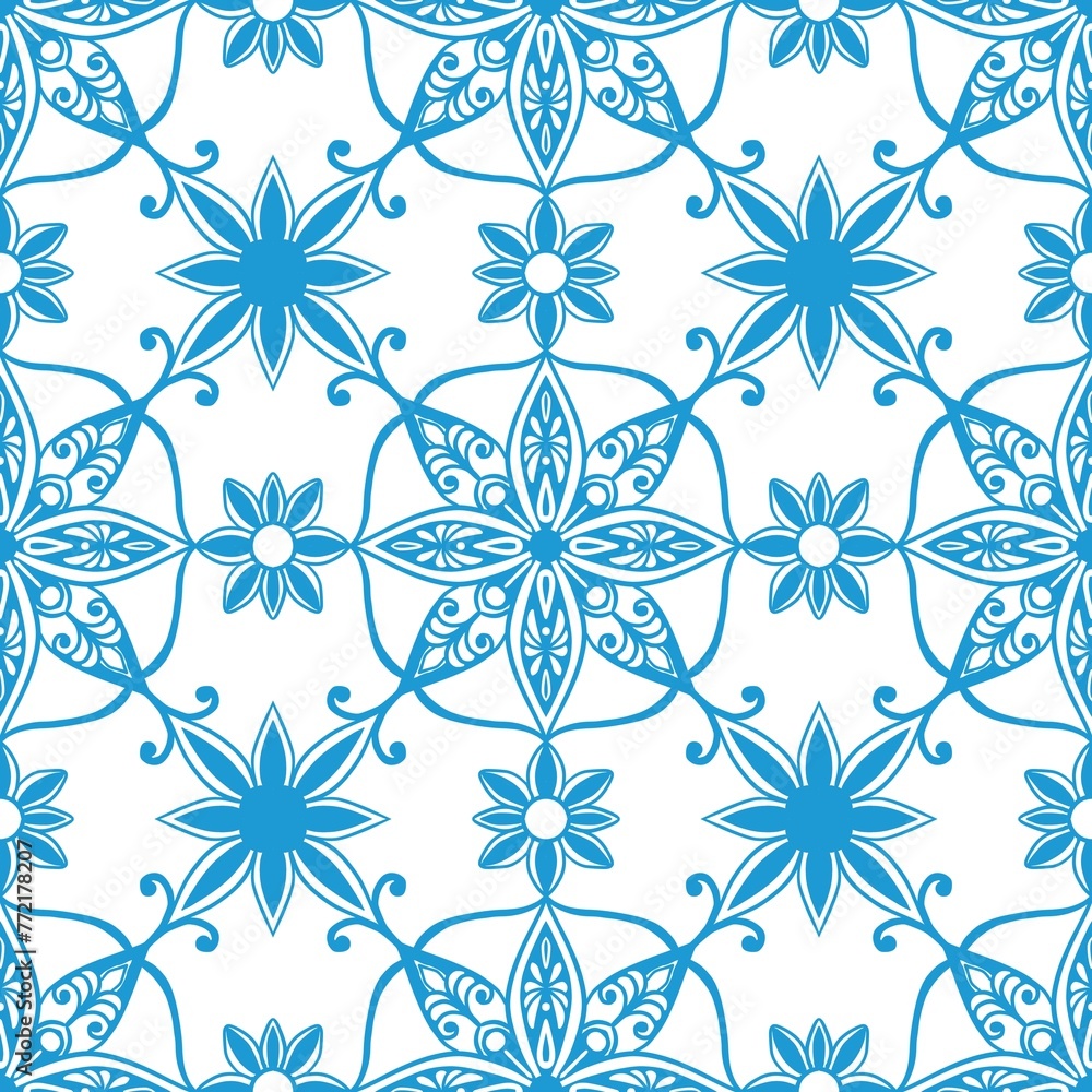 seamless pattern with blue mandalas seamless pattern with blue mandalas