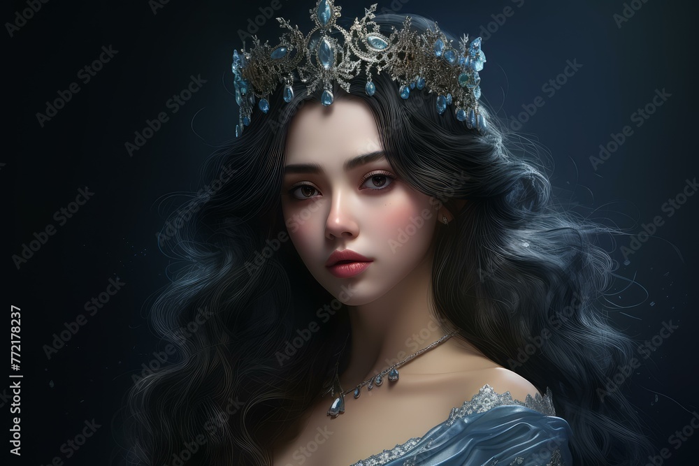 Vibrant Cute royal princess. Magic people. Fictional person. Generate Ai