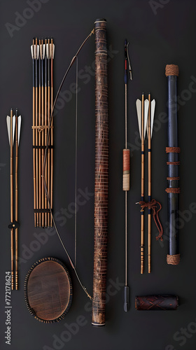 The Artistic Ensemble of Traditional Kyudo Archery Equipment 