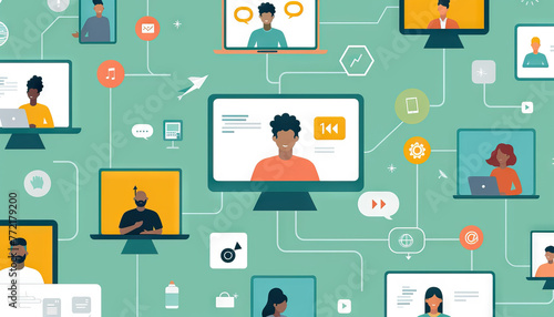Seamless Digital Integration: Highlighting the seamless integration of digital technologies into everyday life, with visuals depicting people effortlessly utilizing digital platforms for communication