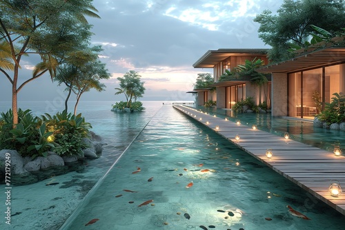 Render a serene spa retreat in the Maldives  offering guests overwater spa bungalows and treatments using exotic island ingredients