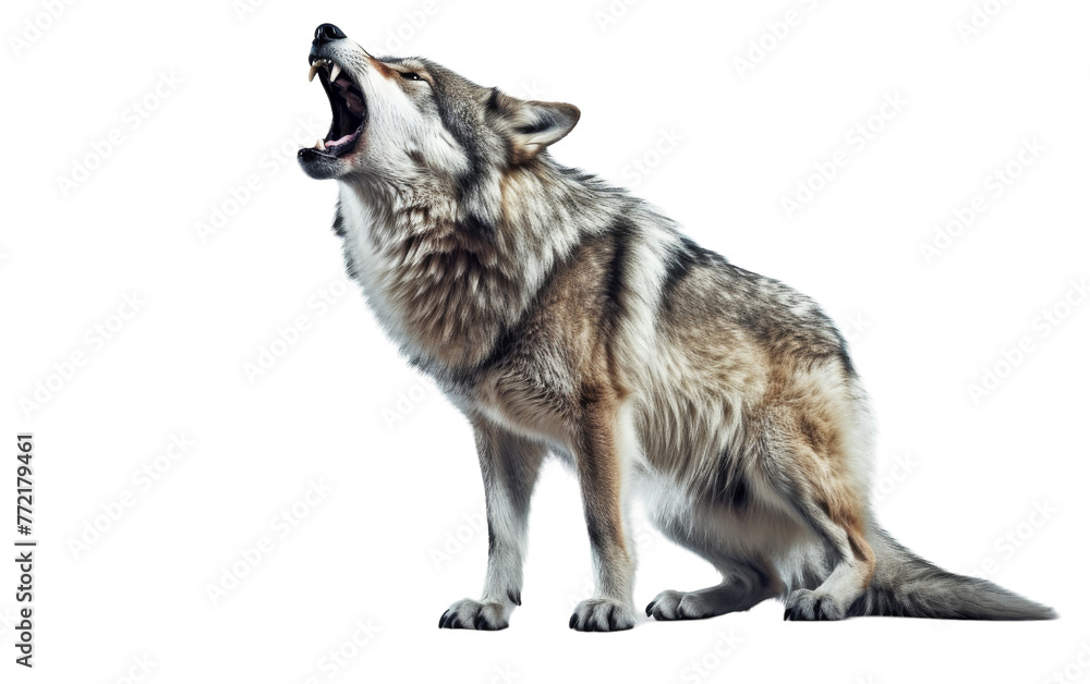 A fierce wolf displaying dominance with jaws wide open in a powerful roar