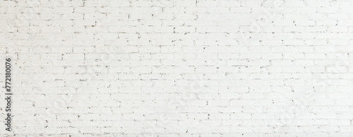 Panoramic background of wide white urban brick wall texture